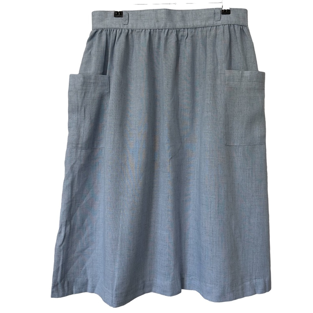 VINTAGE 80s Cottagecore Midi Hip Pleat Chore Skirt w/Pockets